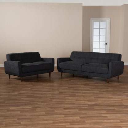Baxton Studio - Allister Sofa Set in Dark Grey - J1453-Dark Grey-2PC Set view 7