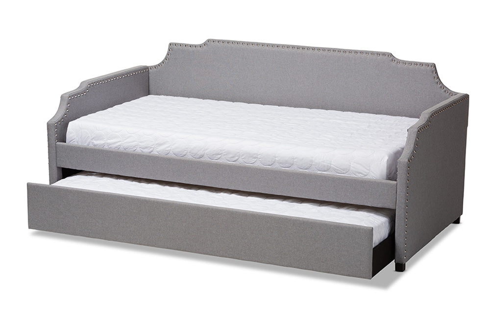 Baxton Studio - Ally Daybed - Ally-Light Grey-Daybed view 2