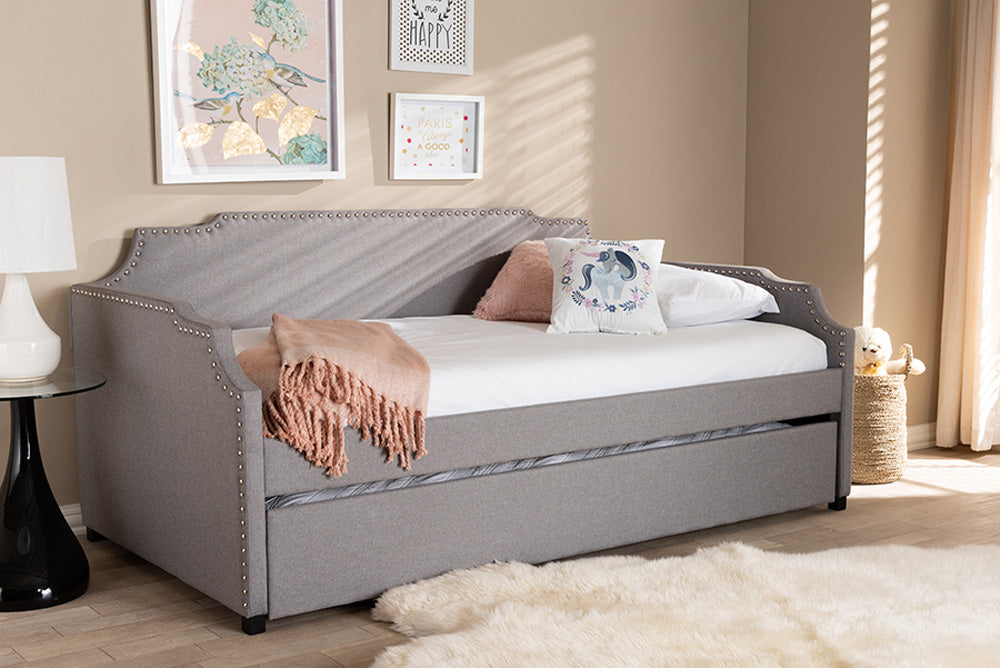 Baxton Studio - Ally Daybed - Ally-Light Grey-Daybed view 8