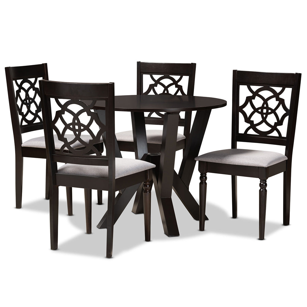 Baxton Studio - Alma Dining Set in Grey/Dark Brown - Alma-Grey/Dark Brown-5PC Dining Set view 1