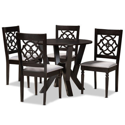 Baxton Studio - Alma Dining Set in Grey/Dark Brown - Alma-Grey/Dark Brown-5PC Dining Set view 1