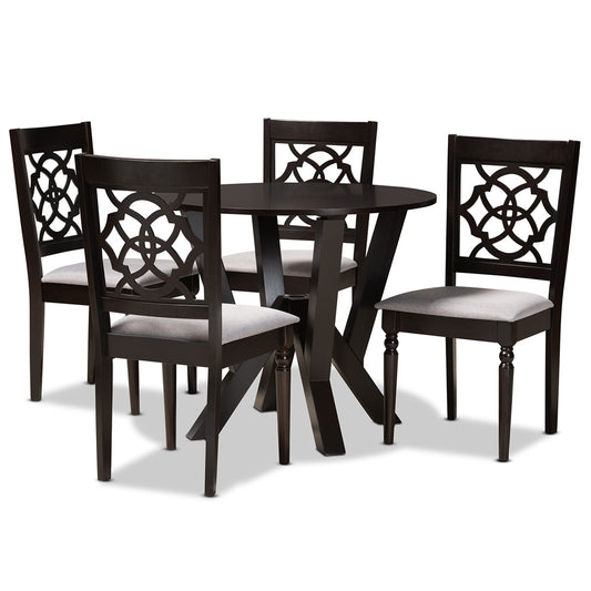 Baxton Studio - Alma Dining Set in Grey/Dark Brown - Alma-Grey/Dark Brown-5PC Dining Set view 1