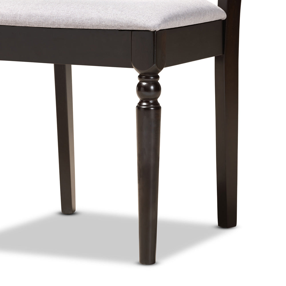 Baxton Studio - Alma Dining Set in Grey/Dark Brown - Alma-Grey/Dark Brown-5PC Dining Set view 6