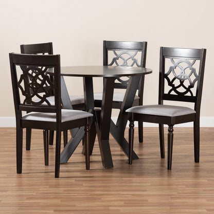 Baxton Studio - Alma Dining Set in Grey/Dark Brown - Alma-Grey/Dark Brown-5PC Dining Set view 8