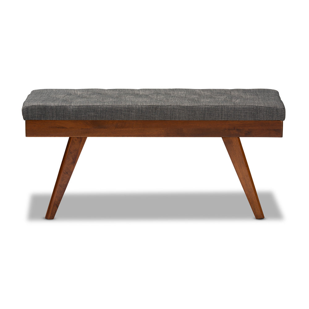 Baxton Studio - Alona Bench in Dark Gray/Oak - Alona-Medium Oak/Medium Grey-Bench view 1