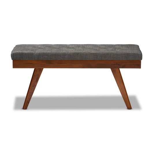 Baxton Studio - Alona Bench in Dark Gray/Oak - Alona-Medium Oak/Medium Grey-Bench view 1