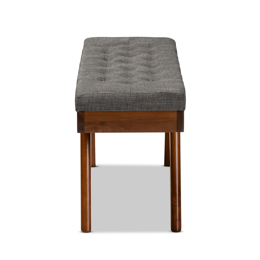 Baxton Studio - Alona Bench in Dark Gray/Oak - Alona-Medium Oak/Medium Grey-Bench view 2