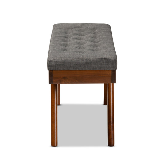 Baxton Studio - Alona Bench in Dark Gray/Oak - Alona-Medium Oak/Medium Grey-Bench view 2