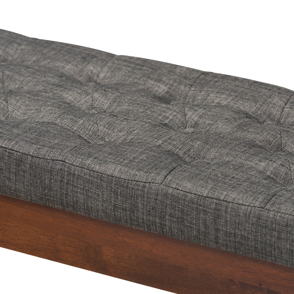 Baxton Studio - Alona Bench in Dark Gray/Oak - Alona-Medium Oak/Medium Grey-Bench view 3