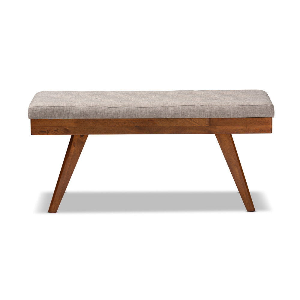 Baxton Studio - Alona Bench in Gray/Oak - Alona-Medium Oak/Light Grey-Bench view 1