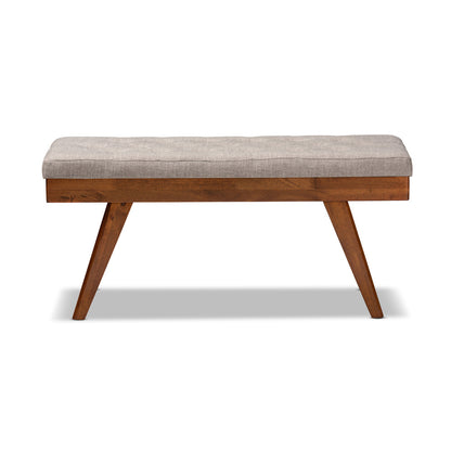 Baxton Studio - Alona Bench in Gray/Oak - Alona-Medium Oak/Light Grey-Bench view 1