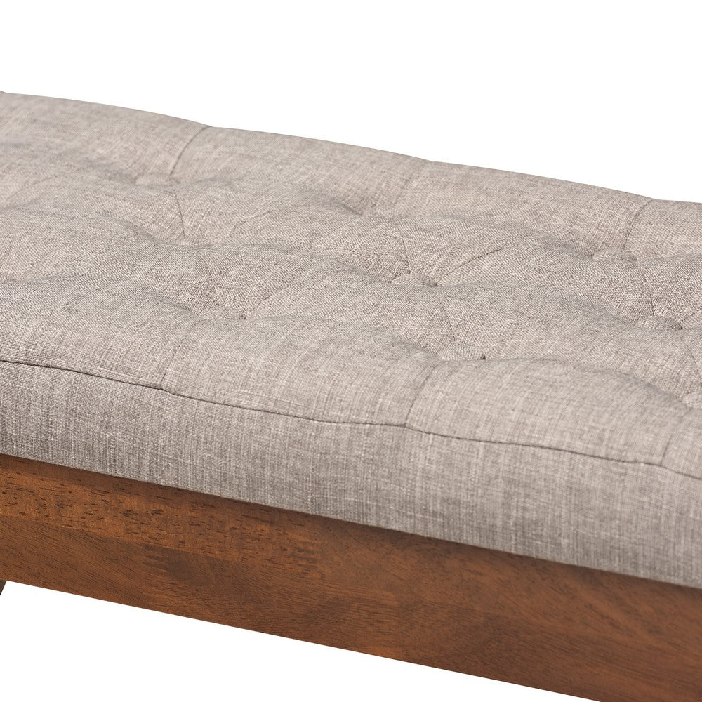 Baxton Studio - Alona Bench in Gray/Oak - Alona-Medium Oak/Light Grey-Bench view 3