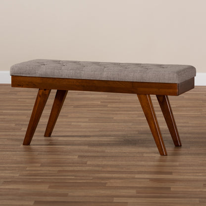 Baxton Studio - Alona Bench in Gray/Oak - Alona-Medium Oak/Light Grey-Bench view 6