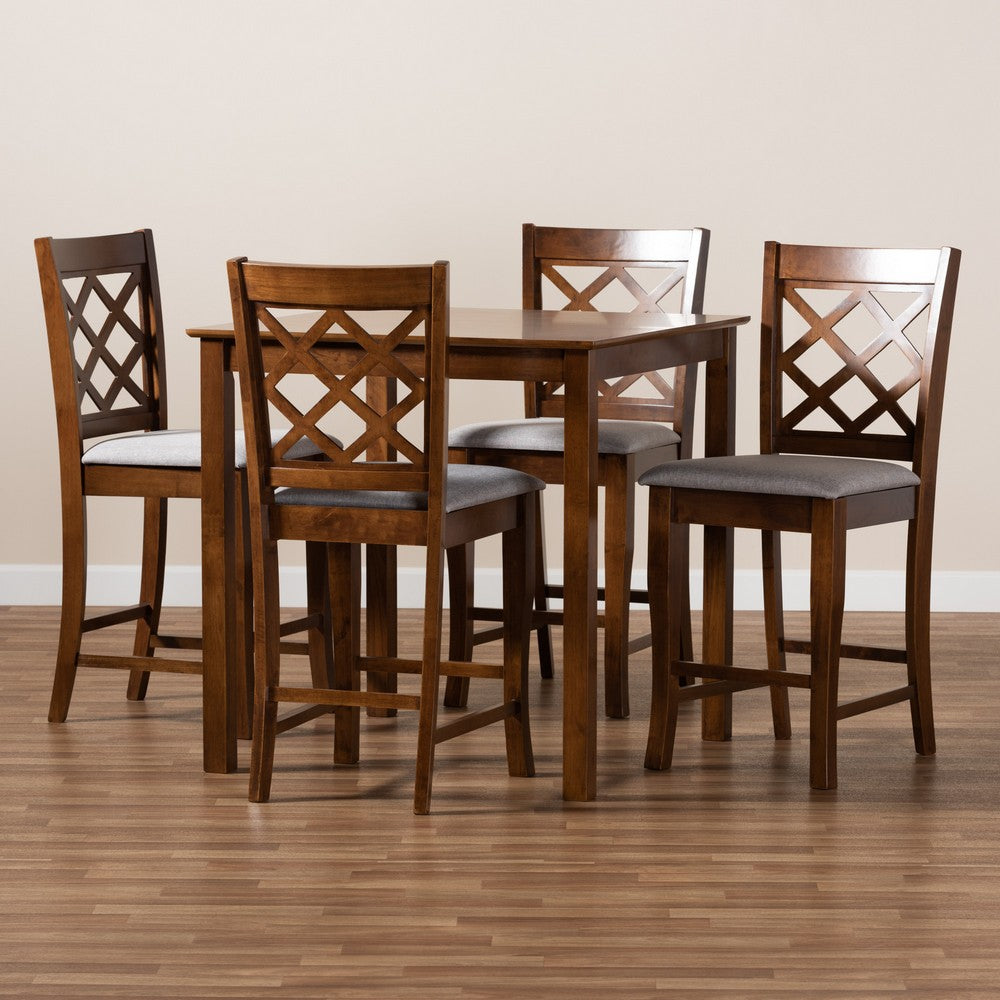 Baxton Studio - Alora Pub Set in Grey/walnut brown - RH320P-Grey/Walnut-5PC Pub Set view 7
