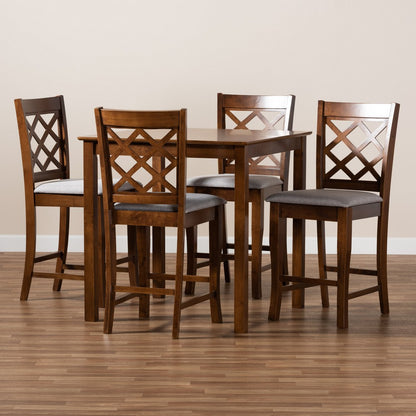 Baxton Studio - Alora Pub Set in Grey/walnut brown - RH320P-Grey/Walnut-5PC Pub Set view 7