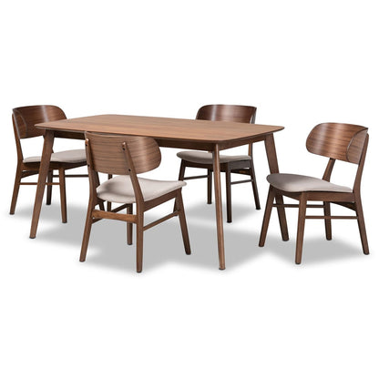 Baxton Studio - Alston Dining Set in Beige/Walnut Brown - WM1892B-Latte/Walnut-5PC Dining Set view 1