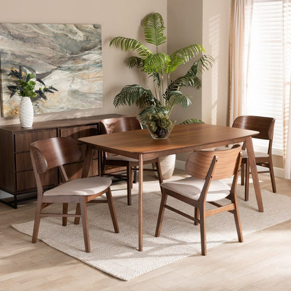 Baxton Studio - Alston Dining Set in Beige/Walnut Brown - WM1892B-Latte/Walnut-5PC Dining Set view 8