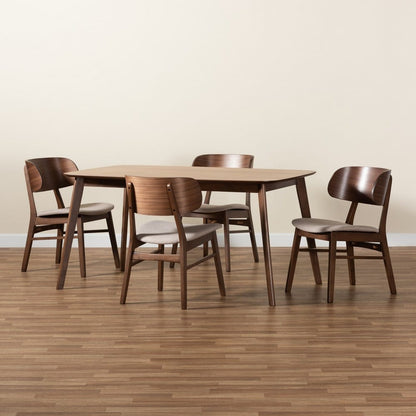 Baxton Studio - Alston Dining Set in Beige/Walnut Brown - WM1892B-Latte/Walnut-5PC Dining Set view 9