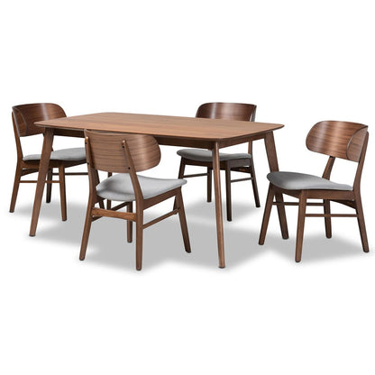 Baxton Studio - Alston Dining Set in Grey/Walnut Brown - WM1892B-Smoke/Walnut-5PC Dining Set view 1