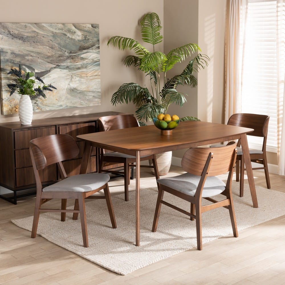Baxton Studio - Alston Dining Set in Grey/Walnut Brown - WM1892B-Smoke/Walnut-5PC Dining Set view 8