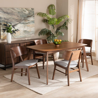 Baxton Studio - Alston Dining Set in Grey/Walnut Brown - WM1892B-Smoke/Walnut-5PC Dining Set view 8