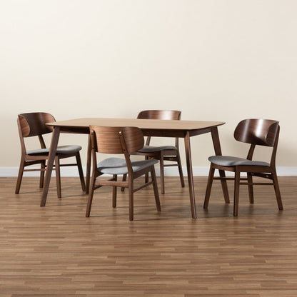 Baxton Studio - Alston Dining Set in Grey/Walnut Brown - WM1892B-Smoke/Walnut-5PC Dining Set view 9