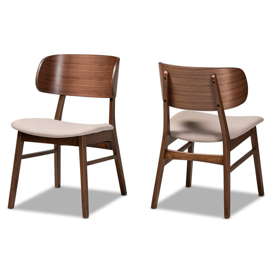 Baxton Studio - Alston Set of 2 Dining Chairs in Beige/Walnut Brown - WM1892B-Latte/Walnut-DC view 1