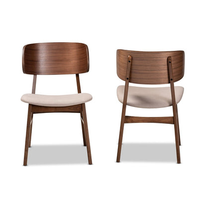 Baxton Studio - Alston Set of 2 Dining Chairs in Beige/Walnut Brown - WM1892B-Latte/Walnut-DC view 2