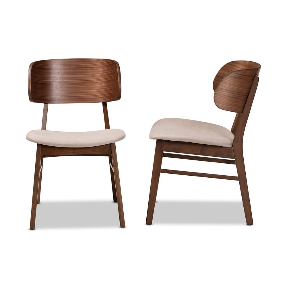 Baxton Studio - Alston Set of 2 Dining Chairs in Beige/Walnut Brown - WM1892B-Latte/Walnut-DC view 3