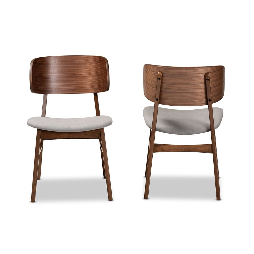 Baxton Studio - Alston Set of 2 Dining Chairs in Grey/Walnut Brown - WM1892B-Smoke/Walnut-DC view 2