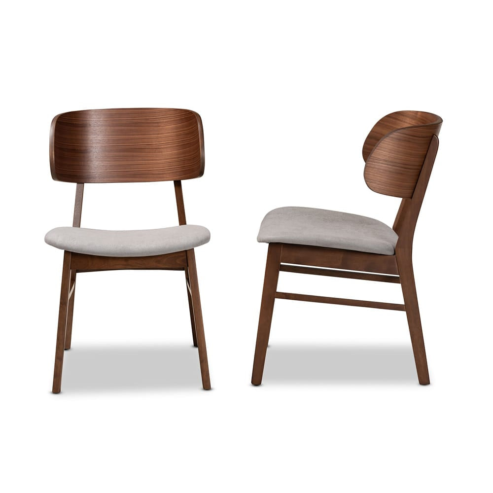 Baxton Studio - Alston Set of 2 Dining Chairs in Grey/Walnut Brown - WM1892B-Smoke/Walnut-DC view 3