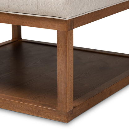 Baxton Studio - Alvere Ottoman in Beige/Walnut - BBT5365-Beige/Walnut-Otto view 4