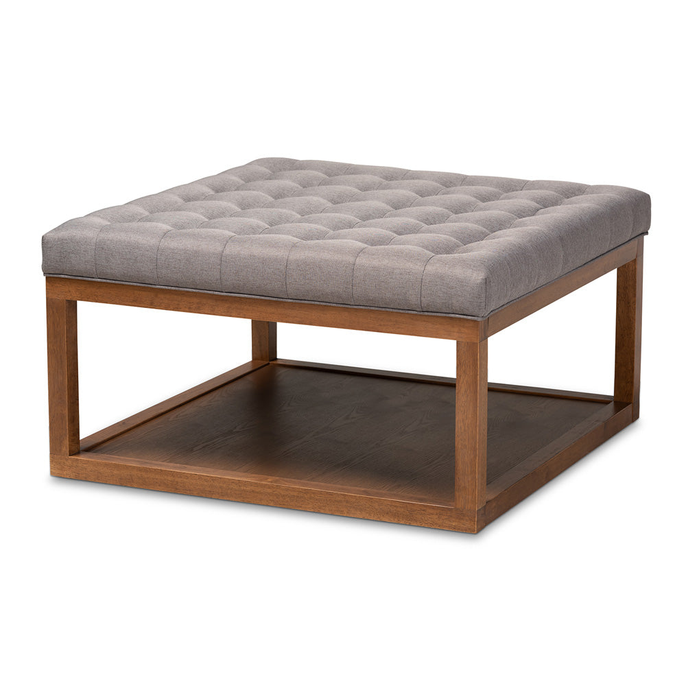 Baxton Studio - Alvere Ottoman in Grey/Walnut - BBT5365-Grey/Walnut-Otto view 1
