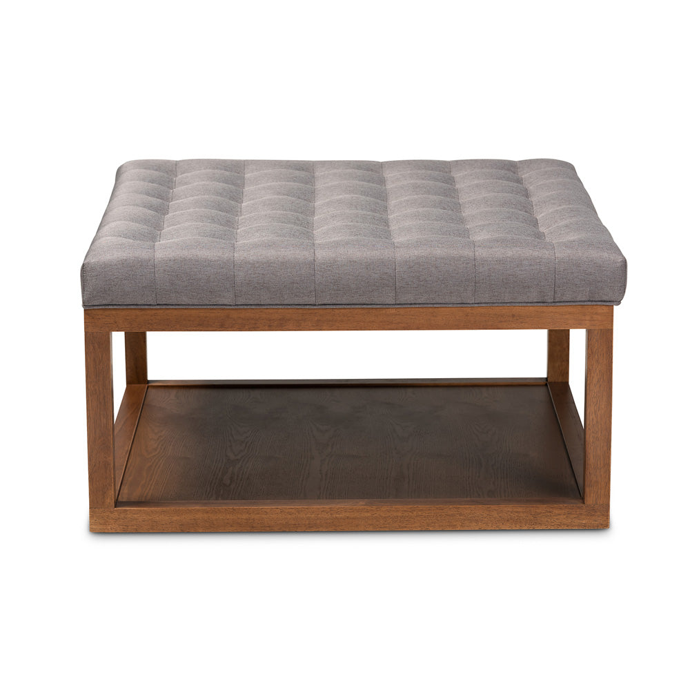 Baxton Studio - Alvere Ottoman in Grey/Walnut - BBT5365-Grey/Walnut-Otto view 2
