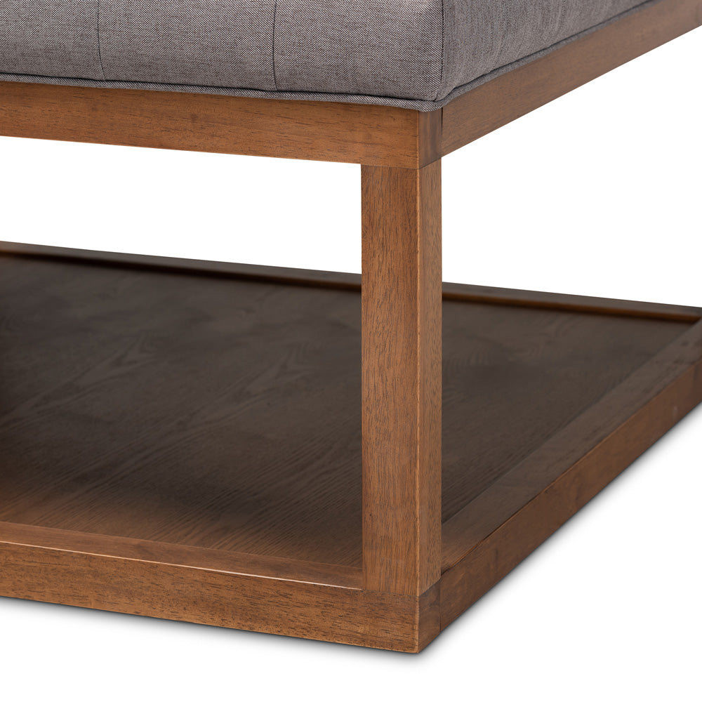 Baxton Studio - Alvere Ottoman in Grey/Walnut - BBT5365-Grey/Walnut-Otto view 4
