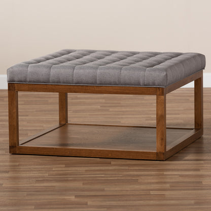 Baxton Studio - Alvere Ottoman in Grey/Walnut - BBT5365-Grey/Walnut-Otto view 6