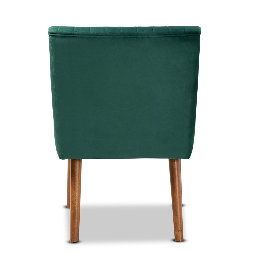 Baxton Studio - Alvis Dining Chair in Emerald Green/Walnut Brown - BBT8063-Emerald Velvet/Walnut-CC view 4