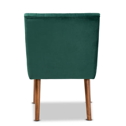 Baxton Studio - Alvis Dining Chair in Emerald Green/Walnut Brown - BBT8063-Emerald Velvet/Walnut-CC view 4