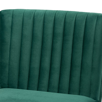 Baxton Studio - Alvis Dining Chair in Emerald Green/Walnut Brown - BBT8063-Emerald Velvet/Walnut-CC view 5