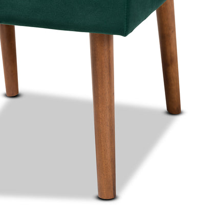Baxton Studio - Alvis Dining Chair in Emerald Green/Walnut Brown - BBT8063-Emerald Velvet/Walnut-CC view 6