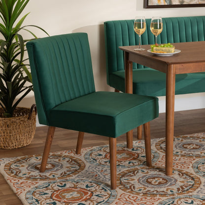 Baxton Studio - Alvis Dining Chair in Emerald Green/Walnut Brown - BBT8063-Emerald Velvet/Walnut-CC view 8