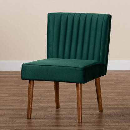 Baxton Studio - Alvis Dining Chair in Emerald Green/Walnut Brown - BBT8063-Emerald Velvet/Walnut-CC view 9