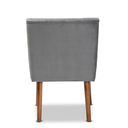 Baxton Studio - Alvis Dining Chair in Grey/Walnut Brown - BBT8063-Grey Velvet/Walnut-CC view 4