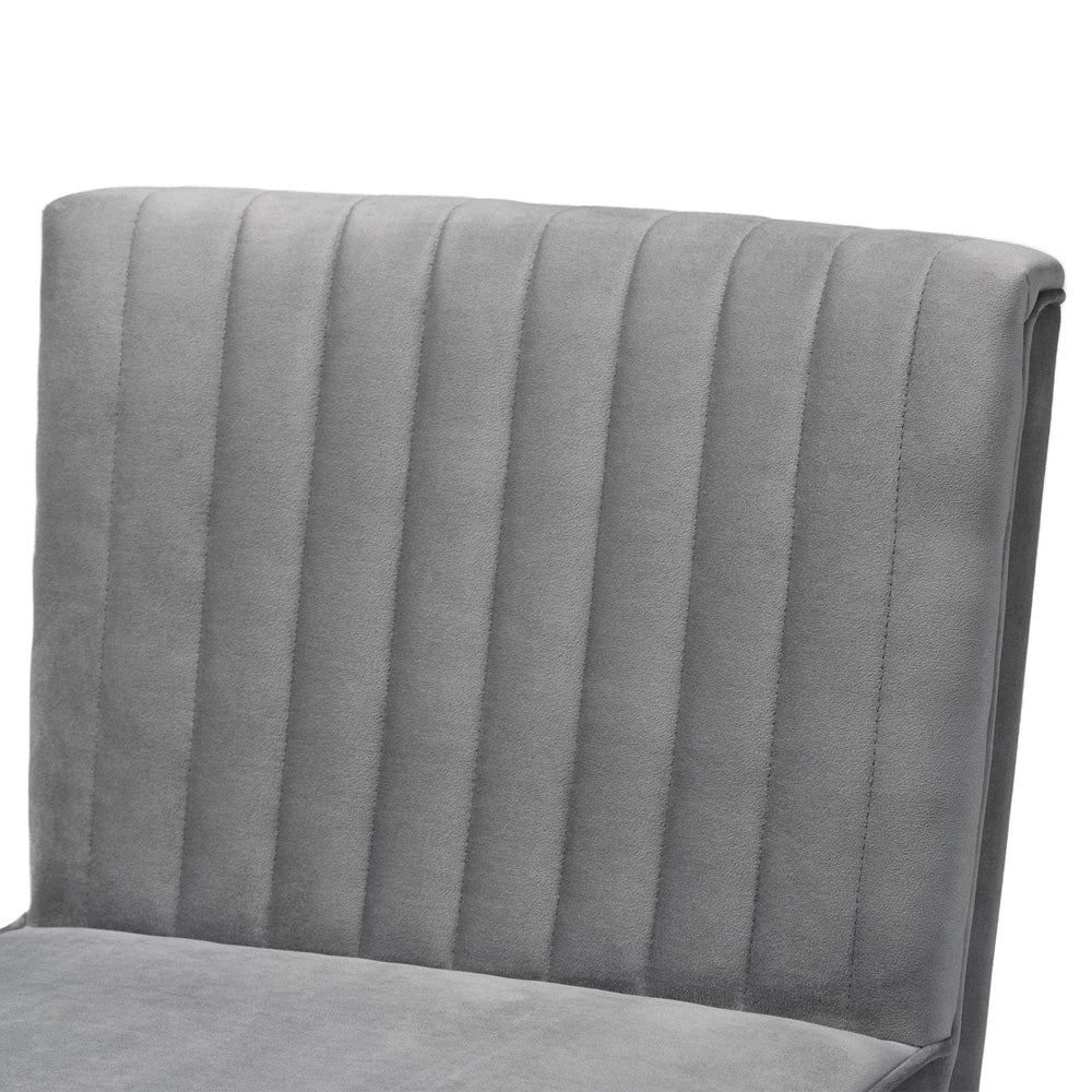 Baxton Studio - Alvis Dining Chair in Grey/Walnut Brown - BBT8063-Grey Velvet/Walnut-CC view 5