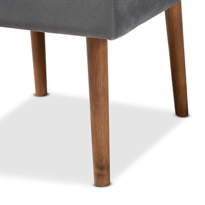 Baxton Studio - Alvis Dining Chair in Grey/Walnut Brown - BBT8063-Grey Velvet/Walnut-CC view 6