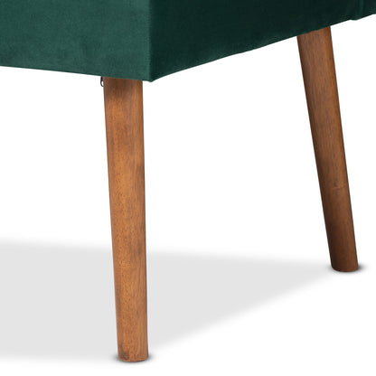 Baxton Studio - Alvis Dining Set in Emerald Green/Walnut Brown - BBT8063-Emerald Velvet/Walnut-2PC SF Bench view 5