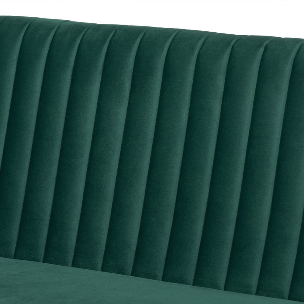 Baxton Studio - Alvis Dining Set in Emerald Green/Walnut Brown - BBT8063-Emerald Velvet/Walnut-3PC Dining Nook Set view 6