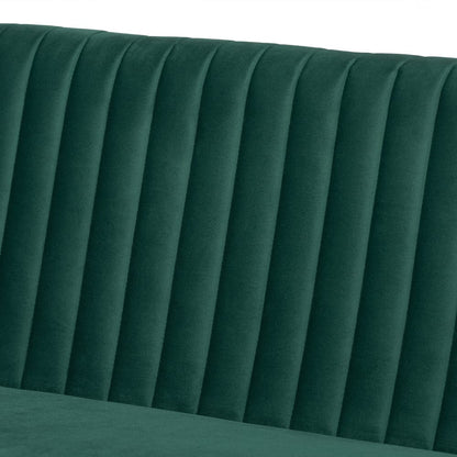 Baxton Studio - Alvis Dining Set in Emerald Green/Walnut Brown - BBT8063-Emerald Velvet/Walnut-3PC Dining Nook Set view 6