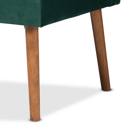 Baxton Studio - Alvis Dining Set in Emerald Green/Walnut Brown - BBT8063-Emerald Velvet/Walnut-3PC Dining Nook Set view 7