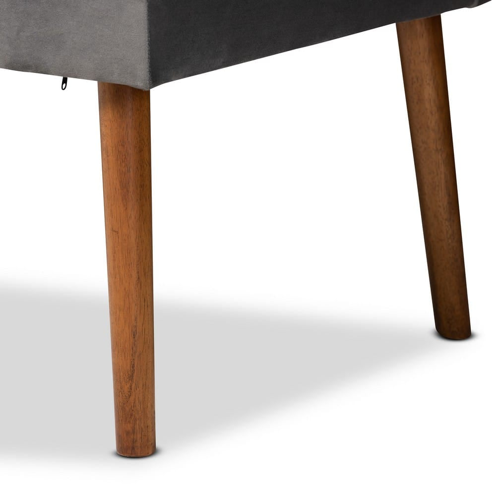 Baxton Studio - Alvis Dining Set in Grey/Walnut Brown - BBT8063-Grey Velvet/Walnut-5PC Dining Nook Set view 9